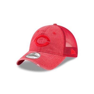 Red Cincinnati Reds Hat - New Era MLB Tonal Washed Trucker 9TWENTY Adjustable Caps USA1437052